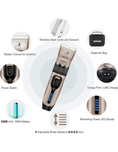 Cortadora de Pelo Inalámbrica Gooad para Perros y Gatos - Kit Completo 2