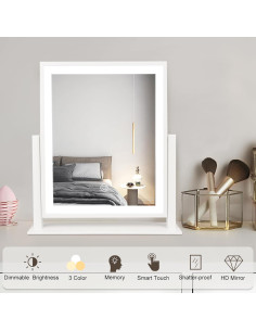 Espejo de Tocador Beelux LED 15.2" Blanco con Control Táctil 2