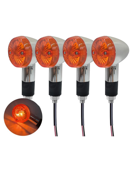 Señales de Giro Motocicleta VRWEARE Cromadas 4 Piezas Ámbar