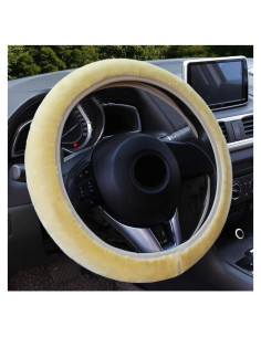 Cubierta de Volante de Coche Augeny Fuzzy Beige 15 Pulgadas