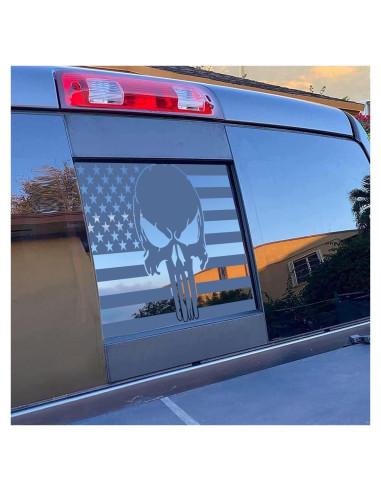 Calcomanía de Calavera con Bandera Americana para Dodge Ram 2009-2024