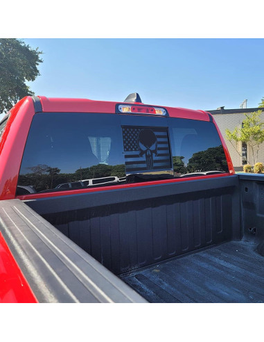 Calcomanía de Calavera con Bandera Americana para Dodge Ram 2009-2024