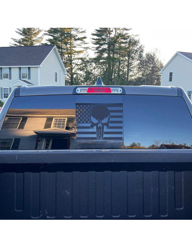 Calcomanía de Calavera con Bandera Americana para Dodge Ram 2009-2024