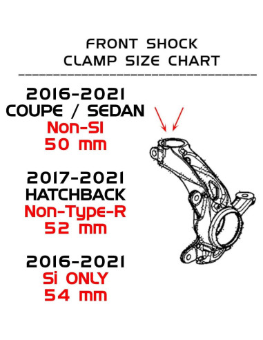 Kit de Coilover Godspeed MSS0129-54 Ajustable para Honda Civic Si 2016-2021