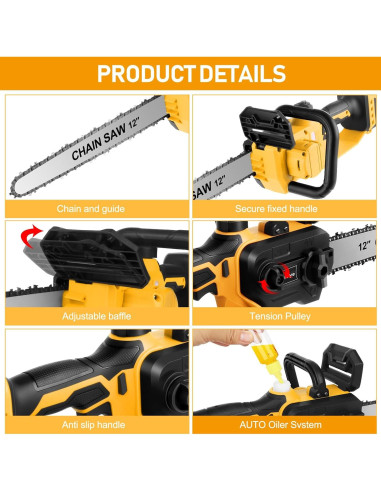 Motosierra eléctrica Birstlye 12" sin escobillas 1000W