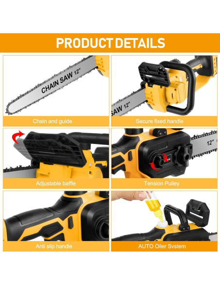 Motosierra eléctrica Birstlye 12" sin escobillas 1000W