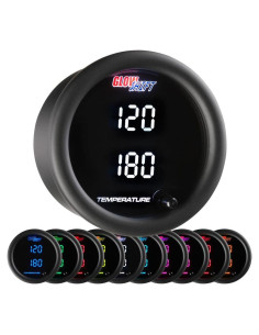 Medidor de Temperatura Dual Digital GlowShift 52mm 10 Colores