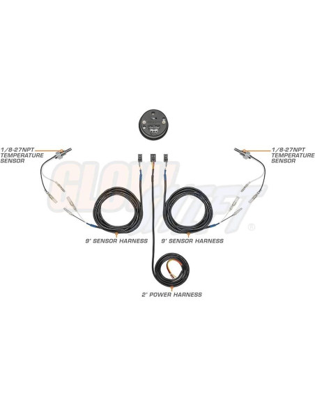 Medidor de Temperatura Dual Digital GlowShift 52mm 10 Colores