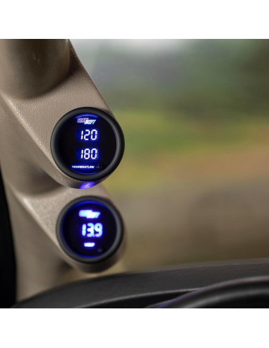 Medidor de Temperatura Dual Digital GlowShift 52mm 10 Colores