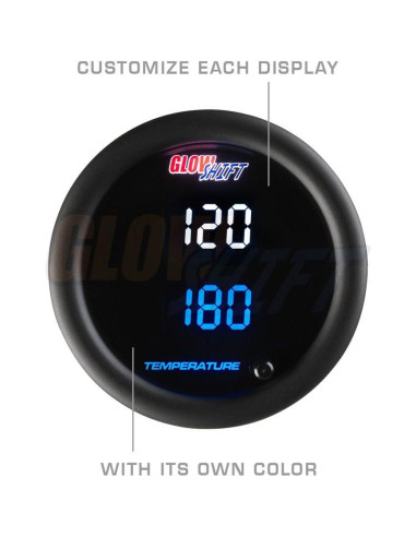Medidor de Temperatura Dual Digital GlowShift 52mm 10 Colores