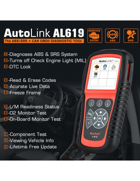 Escáner OBD2 Autel AL619 - Diagnóstico ABS/SRS y OBDII
