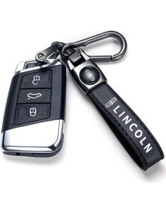 Llavero de Cuero Genuino YUIQIEUY Negro para Coche 2