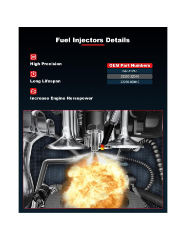 4 Inyectores de Combustible GDSMOTU para Corolla 1.8L 1999-2007