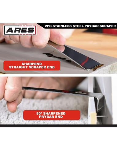 Juego de Raspadores de Acero Inoxidable ARES 2 Piezas 1.40 y 1.53 cm