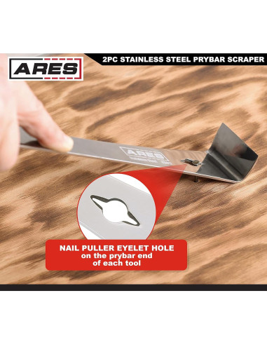 Juego de Raspadores de Acero Inoxidable ARES 2 Piezas 1.40 y 1.53 cm