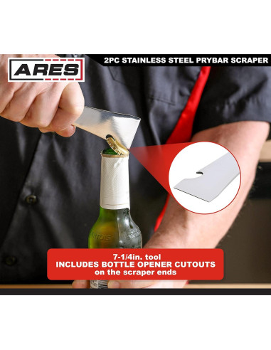 Juego de Raspadores de Acero Inoxidable ARES 2 Piezas 1.40 y 1.53 cm