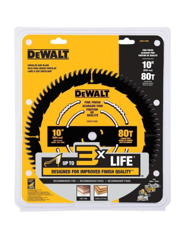 Sierra de mesa DEWALT 25,4 cm 80 dientes acabado fino