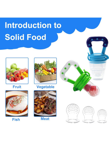 Alimentador de Comida para Bebé Welcoyo con 6 Chupetes y Cucharas