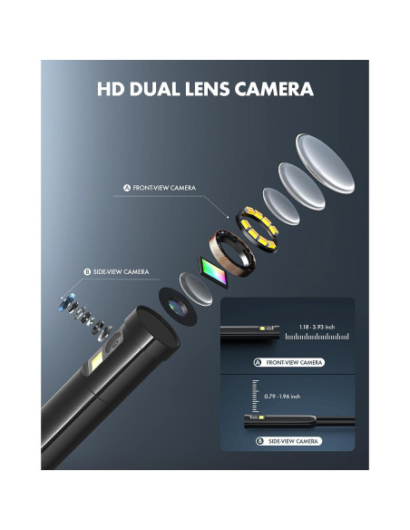 Cámara Endoscópica Doble Lente Anykit 5m IP67 Tipo-C
