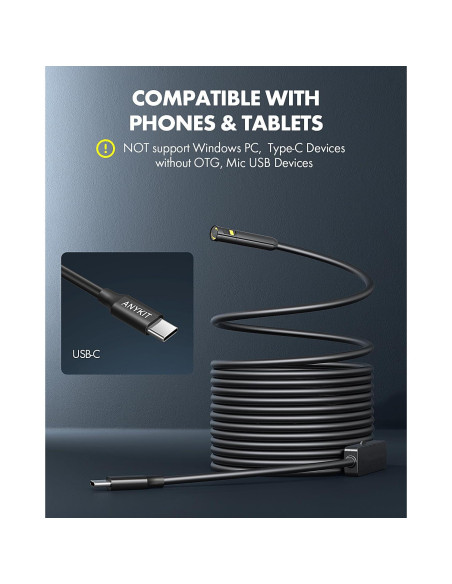 Cámara Endoscópica Doble Lente Anykit 5m IP67 Tipo-C