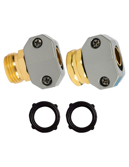 Kit de Reparación de Manguera de Jardín Hourleey - Aluminio, 6 Piezas