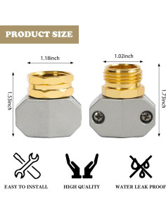 Kit de Reparación de Manguera de Jardín Hourleey - Aluminio, 6 Piezas 2