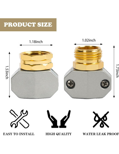 Kit de Reparación de Manguera de Jardín Hourleey - Aluminio, 6 Piezas