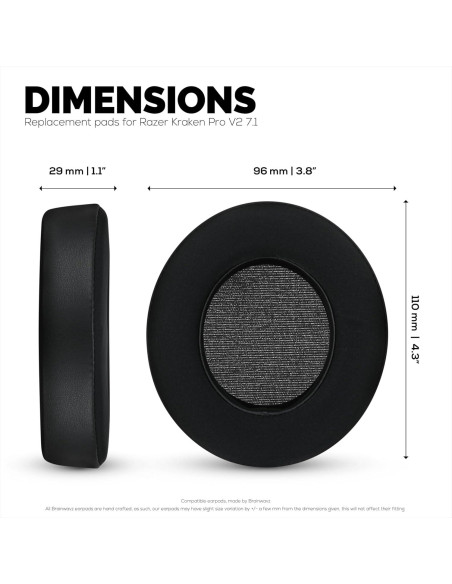 Almohadillas Híbridas Brainwavz para Razer Kraken PRO V2 7.1