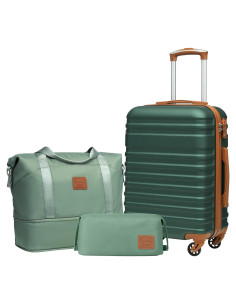 Conjunto de Maletas Coolife 3 Piezas Verde Oscuro con Candado TSA