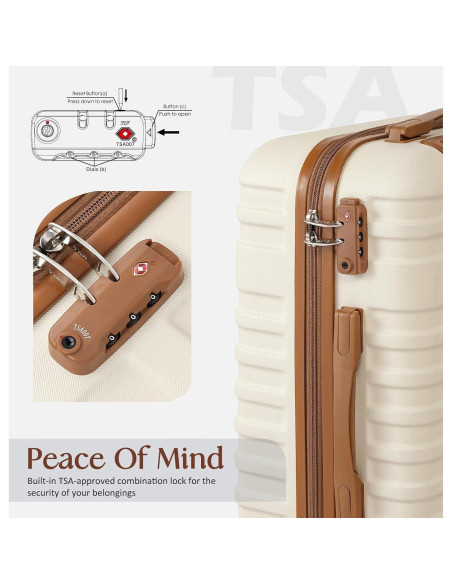 Conjunto de Maletas Coolife 3 Piezas Verde Oscuro con Candado TSA