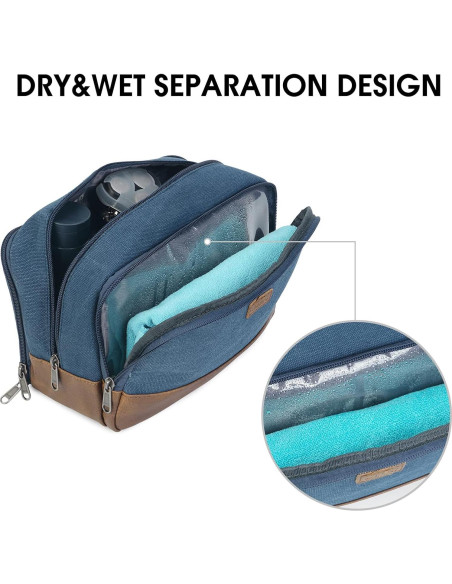 Bolsa de Aseo de Viaje WANDF Azul Resistente al Agua 24.9x13x16cm