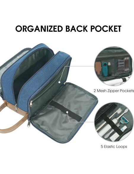 Bolsa de Aseo de Viaje WANDF Azul Resistente al Agua 24.9x13x16cm