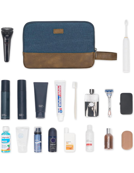 Bolsa de Aseo de Viaje WANDF Azul Resistente al Agua 24.9x13x16cm