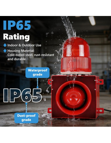 Alarma Sirena Industrial Saladulce 120dB IP65 con Luz Estroboscópica
