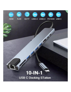Adaptador USB C Hub 10 en 1 ukiism con HDMI 4K y Ethernet 2