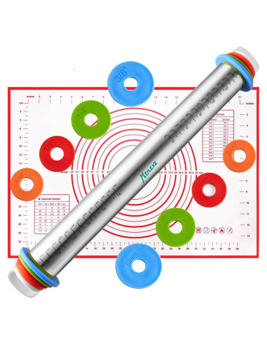 Juego de Rodillo Ajustable y Alfombrilla de Silicona MTNZXZ