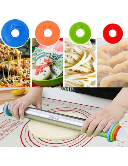 Juego de Rodillo Ajustable y Alfombrilla de Silicona MTNZXZ