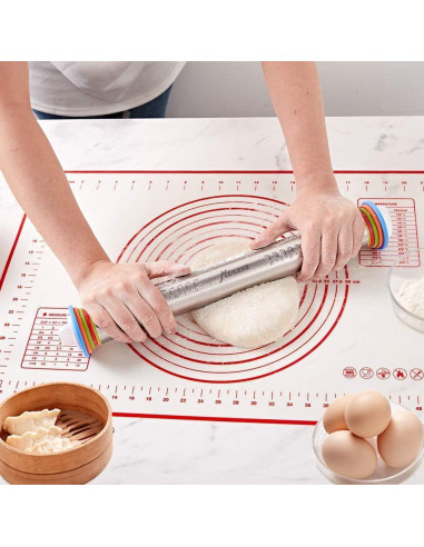 Juego de Rodillo Ajustable y Alfombrilla de Silicona MTNZXZ