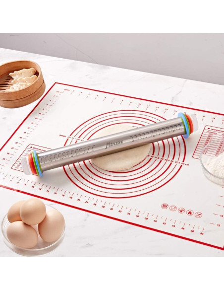 Juego de Rodillo Ajustable y Alfombrilla de Silicona MTNZXZ