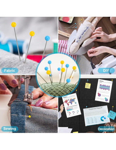 500 Alfileres Rectos GXLWJXWLV con Cabeza de Vidrio 4.45cm