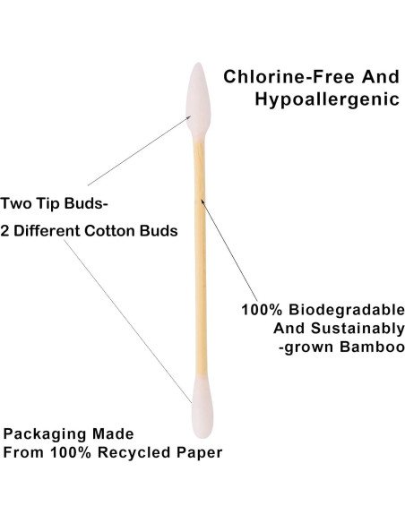 Hisopos de Algodón de Bambú Ecológicos Yoseng - 100 Piezas