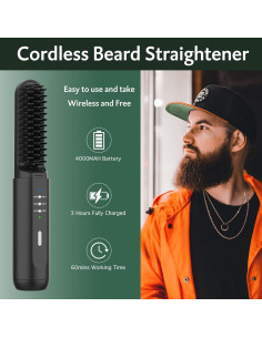 Alisador de Barba Inalámbrico REHOYO con 3 Temperaturas 2