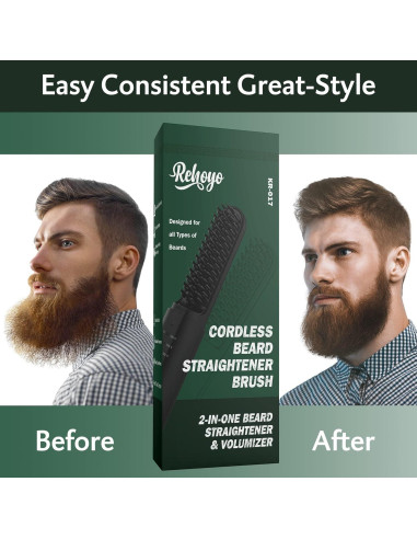 Alisador de Barba Inalámbrico REHOYO con 3 Temperaturas