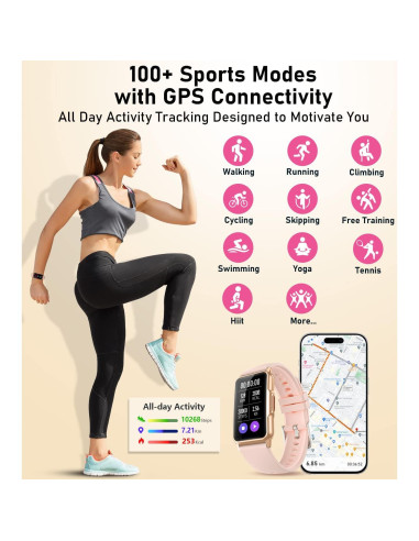 Reloj Inteligente Mindrose Fitness Rosa Dorado 1.47" HD IP68