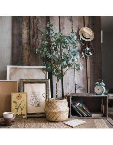 Cesta de Hierba Marina Tejida a Mano FixtureDisplays 35.5x40.6 cm