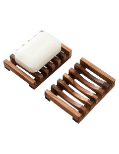 Plato de Jabón de Madera Vowupt - Set de 2 Soportes 11x8 cm