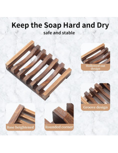 Plato de Jabón de Madera Vowupt - Set de 2 Soportes 11x8 cm 2