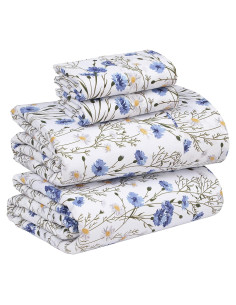 Sábanas Queen 100% Algodón RUVANTI Percale Floral 4 Piezas