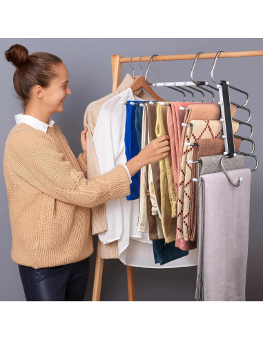 Perchas para Pantalones Ahorra Espacio Seropy 5 Capas 33x24cm