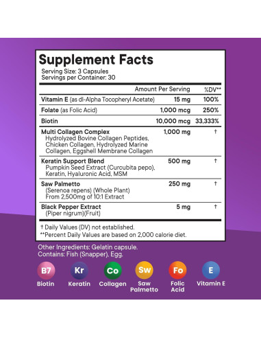 Suplemento de Biotina 10000mcg Nueva Era - 180 Cápsulas